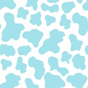 MEDIUM cow print fabric - baby blue