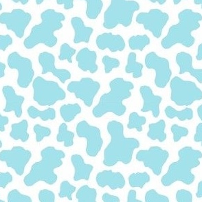 TINY cow print fabric - baby blue
