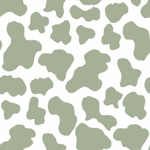 LARGE cow print fabric - sage green