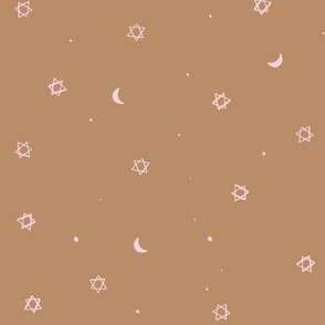 ditsy freehand speckles stars moon_tan pink