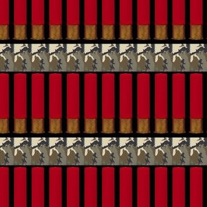 Red Hunting Shotgun Shells on Camo On Black