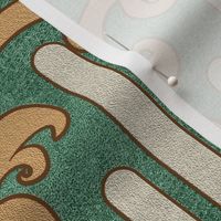 Wild West- Saguaro Tooled Leather Pattern- Isabelline Wheat Verdigris Leather Texture- Large Scale