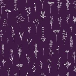 New Wildflowers Lineart Dark Violet