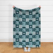 Shark Wholecloth - slate & teal - shark and fin - shark nursery - C21