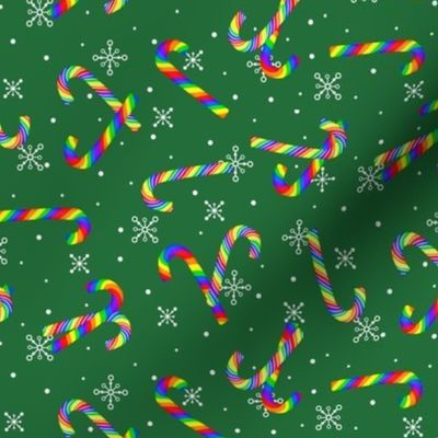 Rainbow Candy Canes and Snowflakes - Green