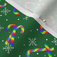 Rainbow Candy Canes and Snowflakes - Green