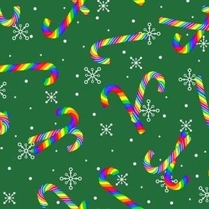 Rainbow Candy Canes and Snowflakes - Green