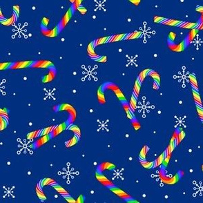 Rainbow Candy Canes and Snowflakes - Blue