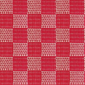 Red And White Ribbed Woven Texture  , Small