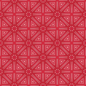 Red And White Ribbed Geometrical , Small