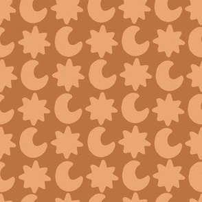 Block shape moon star on Peach