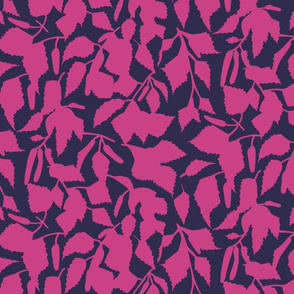 Pink birch leaves on dark blue | large