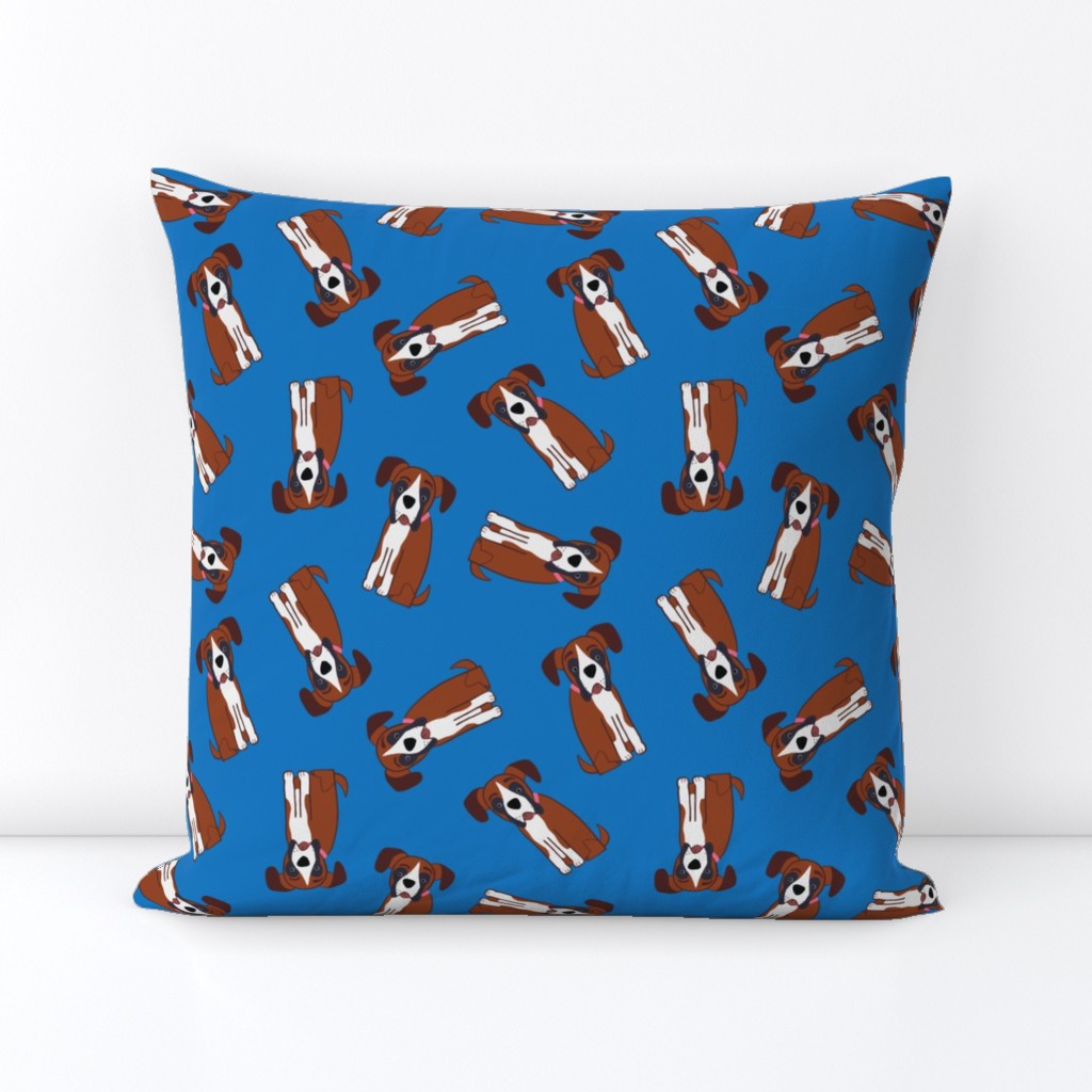 Boxer Dogs on Blue