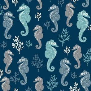 Seahorses - blue