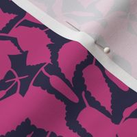 Pink birch leaves on dark blue | medium