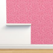 Botanical leaf outline on coral pink