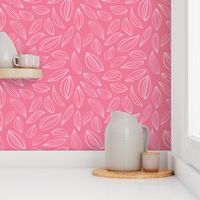 Botanical leaf outline on coral pink