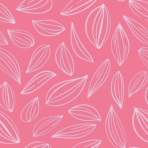 Botanical leaf outline on coral pink