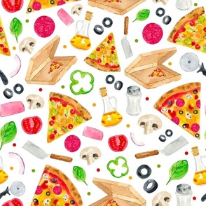 Large Scale Pizza Party on White