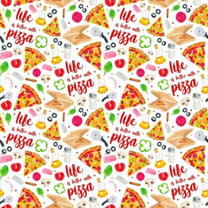 Medium Scale Life is Better with Pizza on White