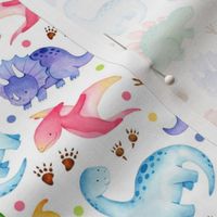 Smaller Scale Watercolor Dinosaurs Dinos on White