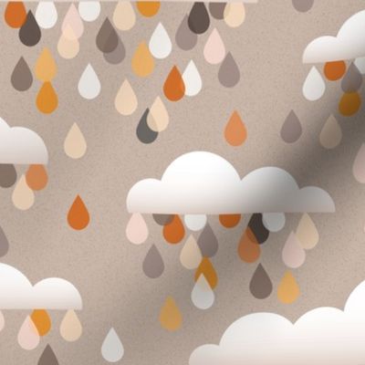 clouds and drops - taupe and rust