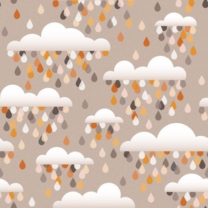 clouds and drops - taupe and rust