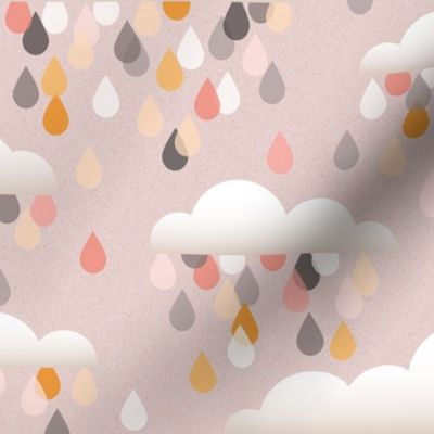clouds and drops - grey and pink