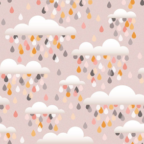 clouds and drops - grey and pink