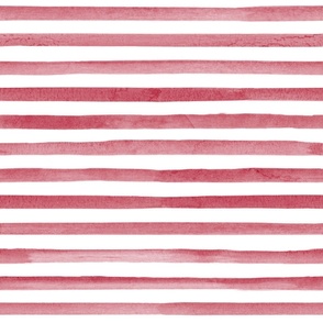 Bigger Scale Watercolor Stripes - Dark Red and White