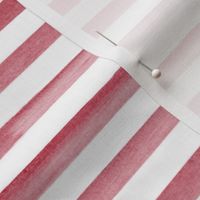 Smaller Scale Watercolor Stripes - Dark Red and White