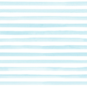 Bigger Scale Watercolor Stripes - Sky Blue and White