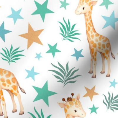 Large Scale Giraffes and Stars on White