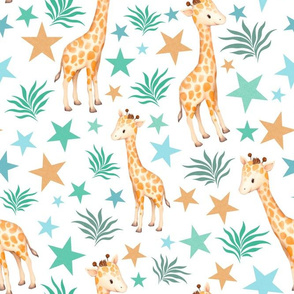 Large Scale Giraffes and Stars on White