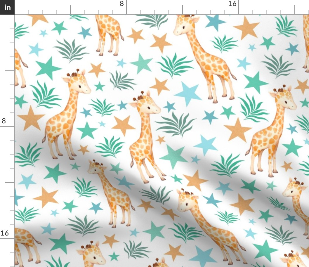 Large Scale Giraffes and Stars on White