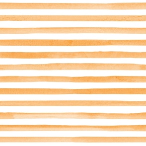 Bigger Scale Watercolor Stripes - Giraffe Tan Orange on White