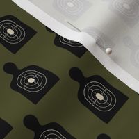 Black Bullseye on Dark Khaki Green, Hunting Target Circles