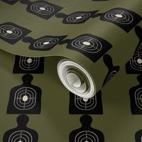 Black Bullseye on Dark Khaki Green, Hunting Target Circles