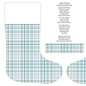 blue teal plaid cut and sew stocking