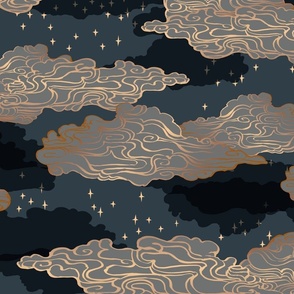 Clouds and Stars {Gold/Midnight} large