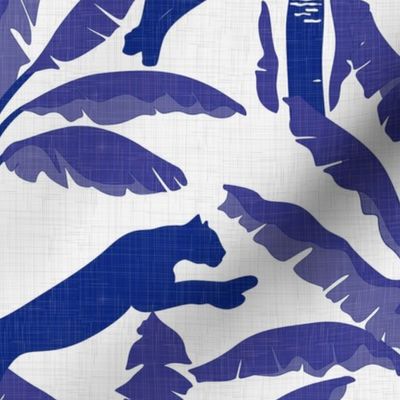 Panthers and Palms in Indigo / Large