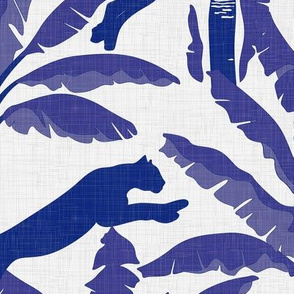 Panthers and Palms in Indigo / Large