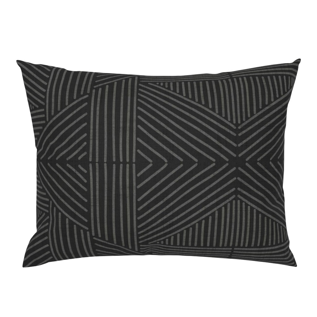 Charcoal Grey Mudcloth Weaving Lines - jumbo