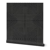 Charcoal Grey Mudcloth Weaving Lines - jumbo