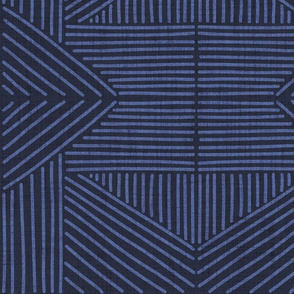 Indigo Blue Mudcloth Weaving Lines - jumbo