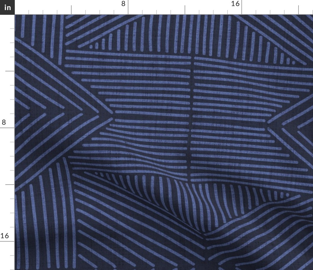 Indigo Blue Mudcloth Weaving Lines - jumbo