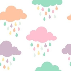 Pastel Rain Clouds - White