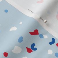 Abstract happy 4th terrazzo texture abstract slots and dots fourth of july celebration confetti usa america traditional red blue on light blue