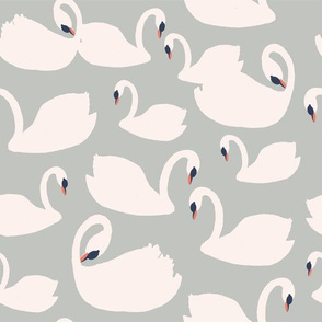Swans on Grey