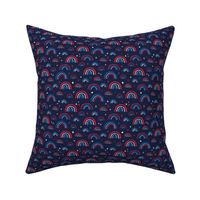 Little American rainbows and stars fourth of july usa celebration traditional red blue on navy blue